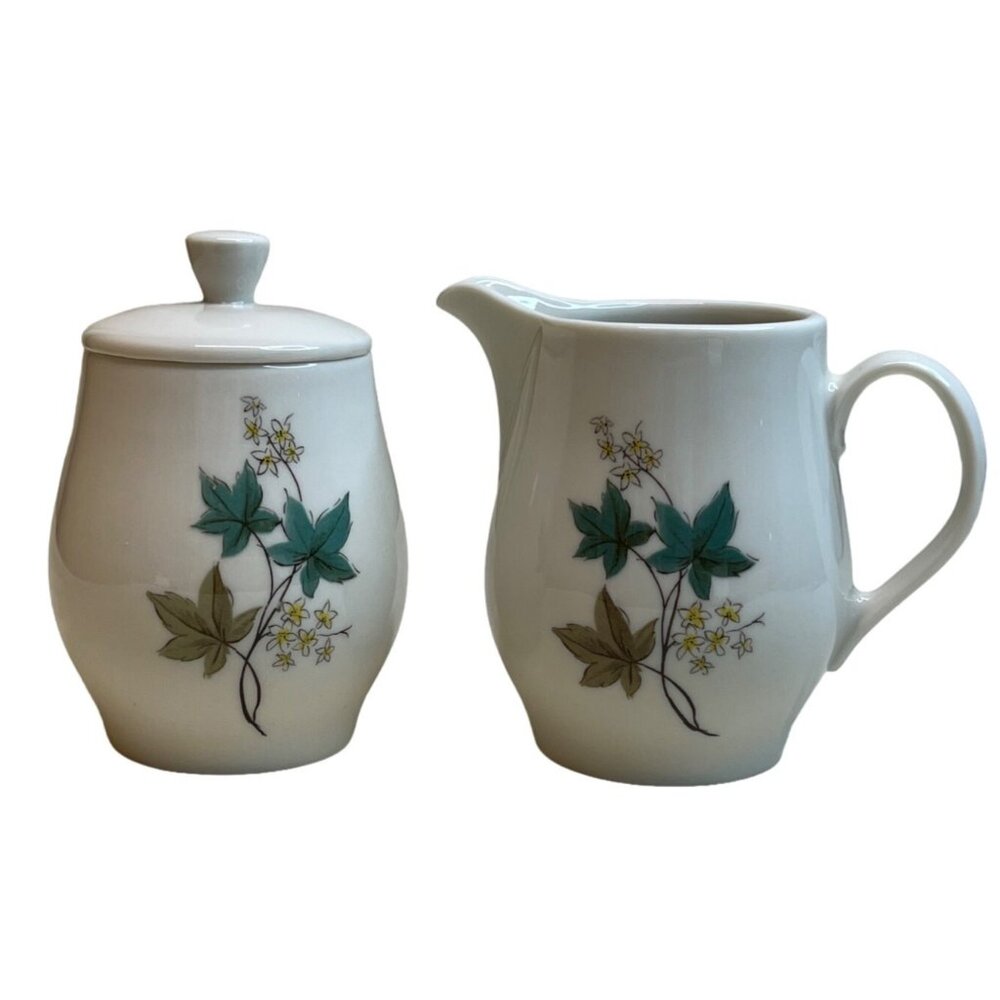 Syracuse Carefree True China Woodbine Covered Sugar & Creamer Set